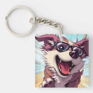 Cool Dog with Sunglasses Key Ring
