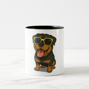Cool Dog with Sunglasses Two-Tone Coffee Mug