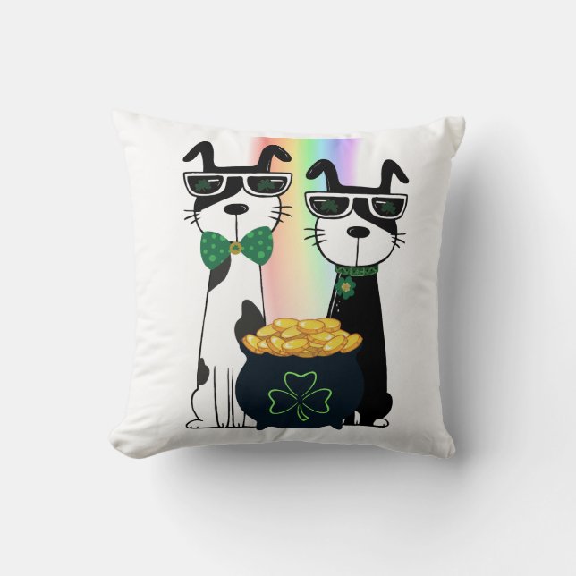 Cool Dogs with Pot of Gold Cushion (Front)