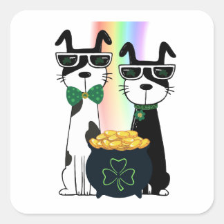 Cool Dogs with Pot of Gold Square Sticker