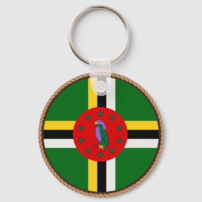 Cool Dominica Flag Seal Key Ring (Front)