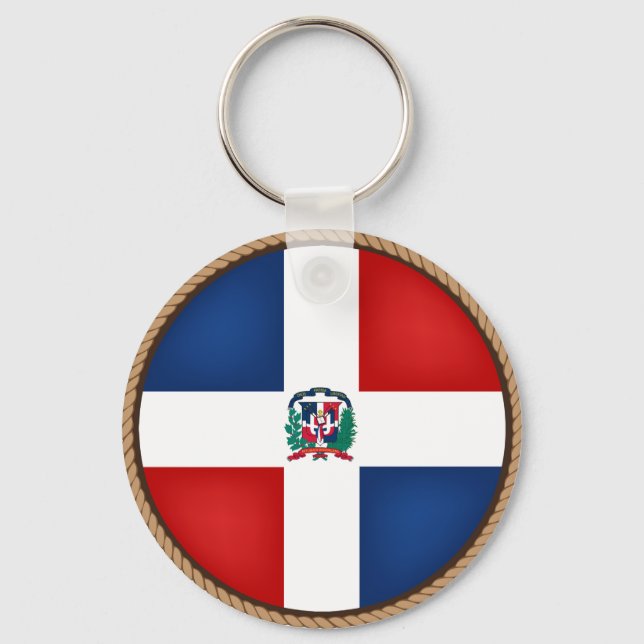 Cool Dominican Republic Flag Seal Key Ring (Front)
