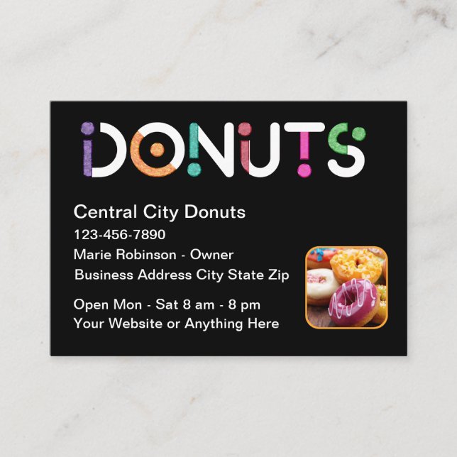 Cool Donut Theme Doughnut Shop Business Card (Front)