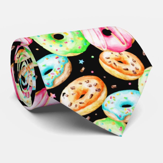 cool doughnut pattern sweet neck tie (Rolled)