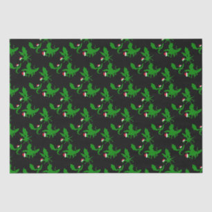 Cool Dragon Christmas Black Green Tissue Paper