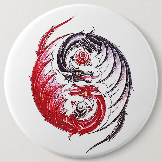 Cool Dragon Yin Yang tattoo 6 Cm Round Badge (Front)