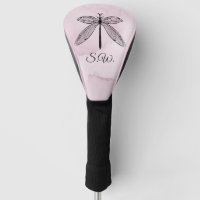 Cool Dragonfly Cottagecore Pink Monogram
