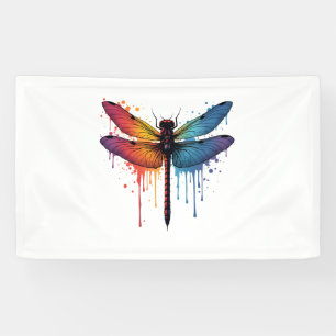 Cool Dragonfly on colorful painted Dragonfly Banner