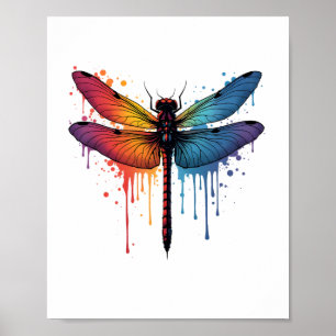 Cool Dragonfly on colorful painted Dragonfly Poster