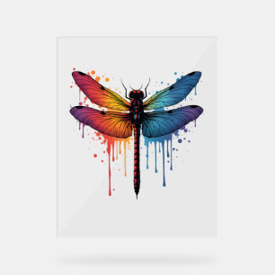 Cool Dragonfly on colourful painted Dragonfly Acrylic Sign