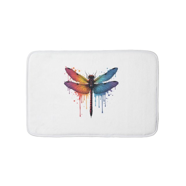 Cool Dragonfly on colourful painted Dragonfly Bath Mat (Front)