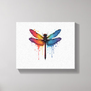 Cool Dragonfly on colourful painted Dragonfly Canvas Print