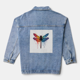 Cool Dragonfly on colourful painted Dragonfly Denim Jacket