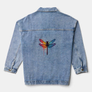 Cool Dragonfly on colourful painted Dragonfly Denim Jacket