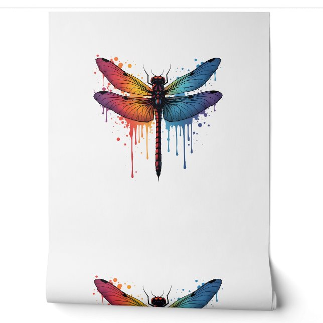 Cool Dragonfly on colourful painted Dragonfly Wallpaper (Unrolling)