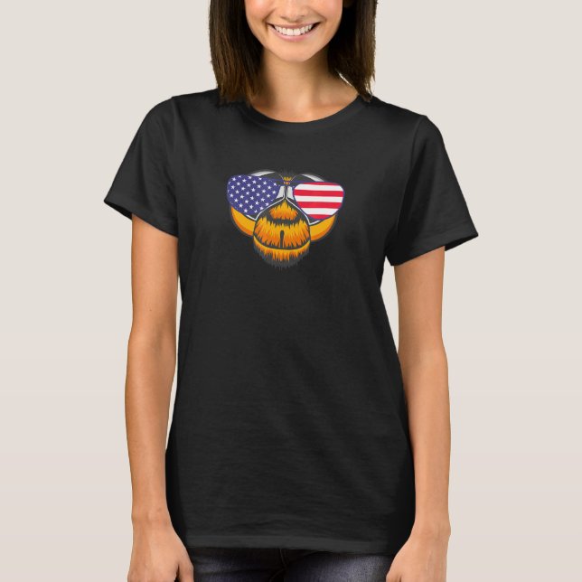 Cool Dragonfly Wearing Usa Flag Sunglasses Us Amer T-Shirt (Front)