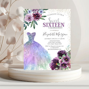 Cool Dress,Confetti Violet Flowers  Invitation