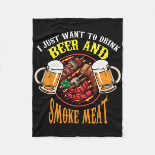 Cool Drink Beer And Smoke Meat Bbq Funny Foodie Lo Fleece Blanket