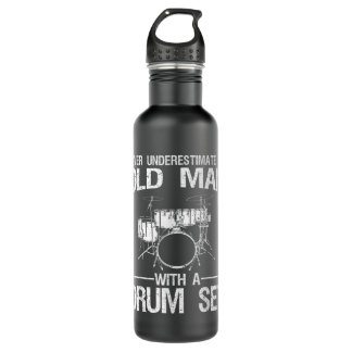Cool Drummer Art Men Dad Drum Set Player Drum Kit 710 Ml Water Bottle