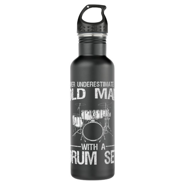 Cool Drummer Art Men Dad Drum Set Player Drum Kit  710 Ml Water Bottle (Front)