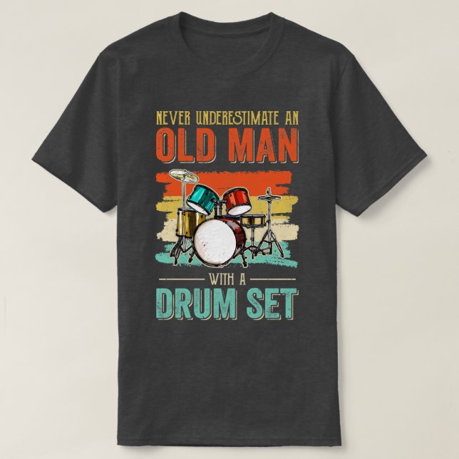 Cool Drummer Dad Art Men Drum Set Player Drum Kit  T-Shirt (Design Front)