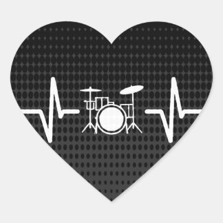 Cool Drummer Heart Beat Love Heart Sticker