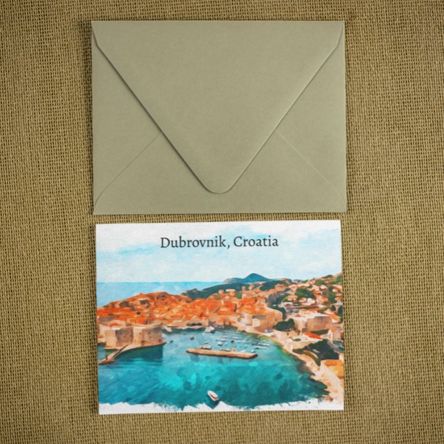 Cool Dubrovnik Croatia Adria Coast Panorama View Postcard (Dubrovnik historic port croatia postcard)