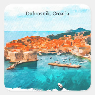 Cool Dubrovnik Croatia Adria Coast Panorama View Square Sticker