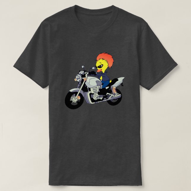 Cool Duck Riding a Motorcycle T-Shirt (Design Front)