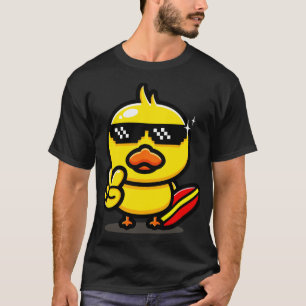 Cool Duck With Surfboard Summer Surfing Vacation T-Shirt