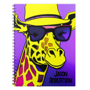 Cool Dude Giraffe in sunglasses. Editable Notebook
