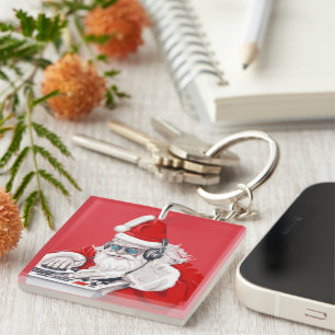 Cool Dude Old Skool Eighties Christmas DJ Key Ring