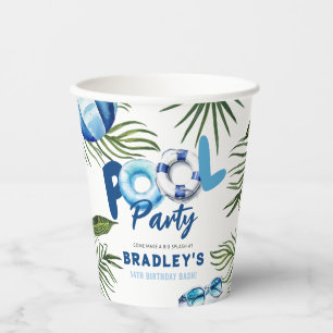 Cool Dude Pool Party Boy Birthday  Paper Cups