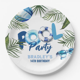 Cool Dude Pool Party Boy Birthday  Paper Plate
