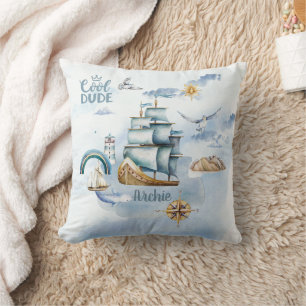 Cool Dude Ship in the Ocean Customisable Cushion
