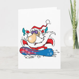 cool dude snowboarding santa claus holiday card
