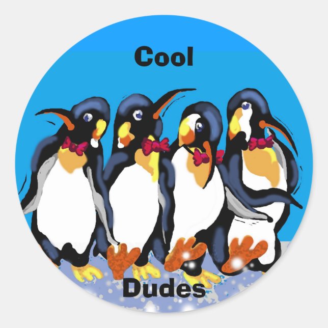 Cool dudes classic round sticker (Front)