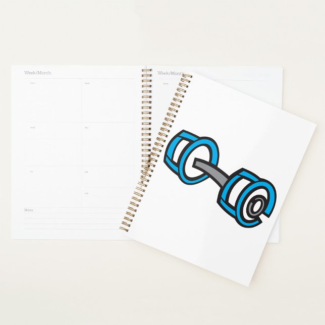 Cool Dumbbell Fitness Blue and Grey Gym Graphic  Planner (Creator Uploaded)