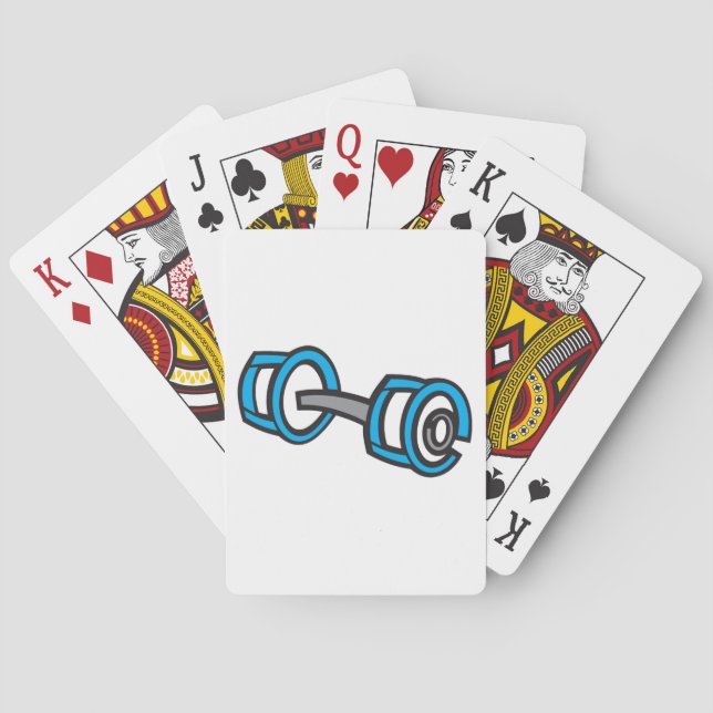 Cool Dumbbell Fitness Blue and Grey Gym Graphic  Playing Cards (Back)