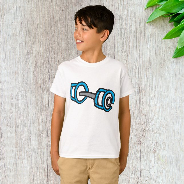 Cool Dumbbell Fitness Blue and Grey Gym Graphic  T-Shirt (Creator Uploaded)