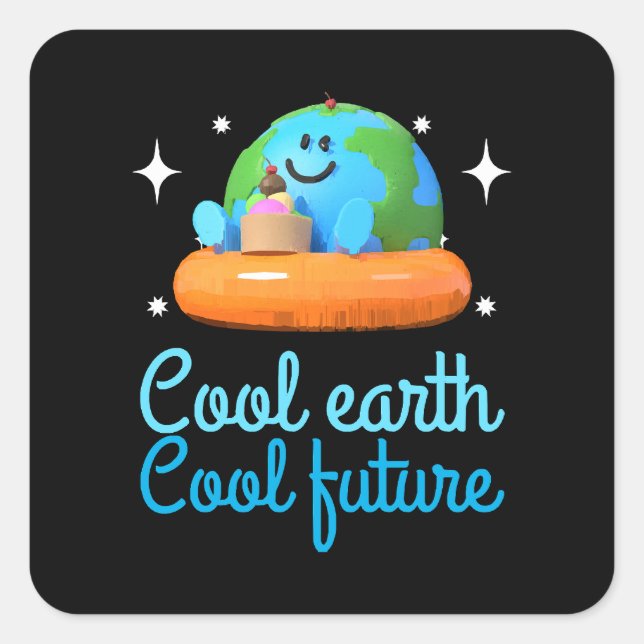 Cool earth, Cool future - Earth Square Sticker (Front)
