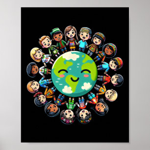 Cool Earth Day 2025 Tee Children Parents Teacher E Poster
