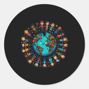 Cool Earth Day Children Fight Climate Change  Classic Round Sticker