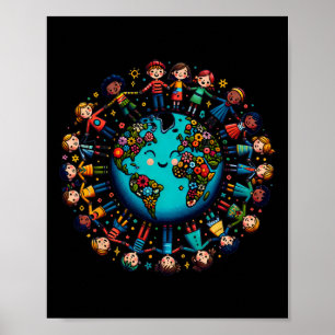 Cool Earth Day Children Fight Climate Change Poster