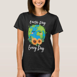 Cool Earth Day Sunflower Quote Earth Day For Every T-Shirt