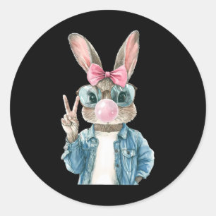 Cool Easter Bunny Blow Bubble Gum Rabbit Egg Hunt Classic Round Sticker