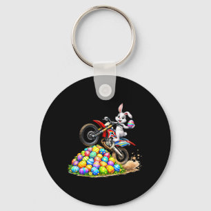 Cool Easter Bunny Dirt Bike Rider Funny Motocross Key Ring
