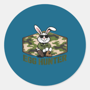 Cool easter bunny egg hunter camo military funny classic round sticker