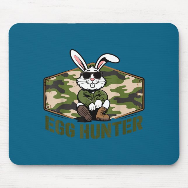 Cool easter bunny egg hunter camo military funny mouse pad (Front)