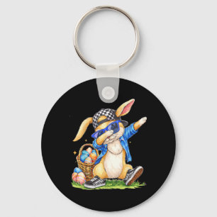 Cool Easter Bunny Hip Hop Kids Boys Key Ring